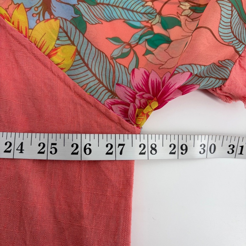 Umgee Womens 1XL/2XL Coral Pink Floral Kimono Cardigan Frayed Fringe Boho Arsty - Picture 5 of 6